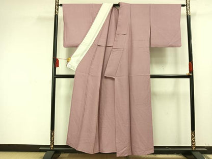 平和屋着物▽上質な色無地 単衣 紅藤色 正絹 逸品 AAAU8586fy