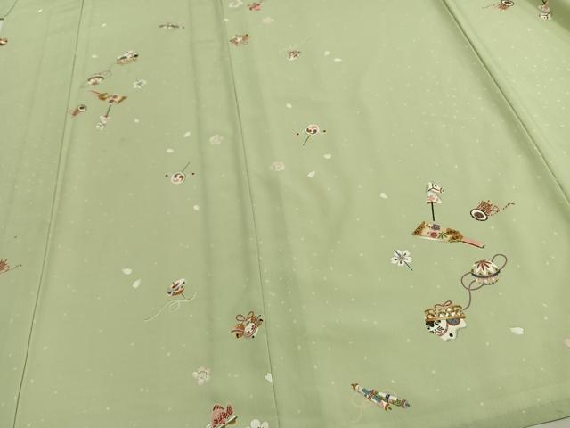 平和屋着物▽小紋 単衣 玩具文 洗える着物 AAAU8591fy