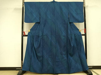 平和屋着物▽小紋 単衣 斜縞 洗える着物 AAAU8592fy