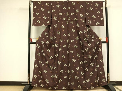 平和屋着物▽世界的ファッションデザイナー 山本寛斎 kansaiブランド 小紋 単衣 枝葉文 洗える着物 AAAU8593fy