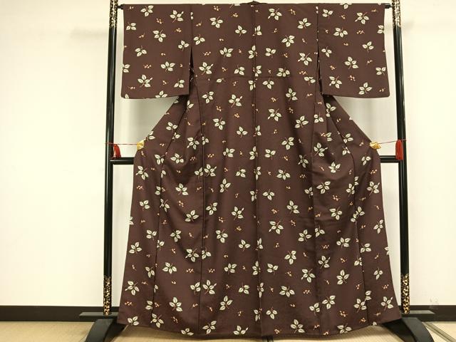 平和屋着物▽世界的ファッションデザイナー 山本寛斎 kansaiブランド 小紋 単衣 枝葉文 洗える着物 AAAU8593fy