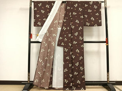 平和屋着物▽世界的ファッションデザイナー 山本寛斎 kansaiブランド 小紋 単衣 枝葉文 洗える着物 AAAU8593fy