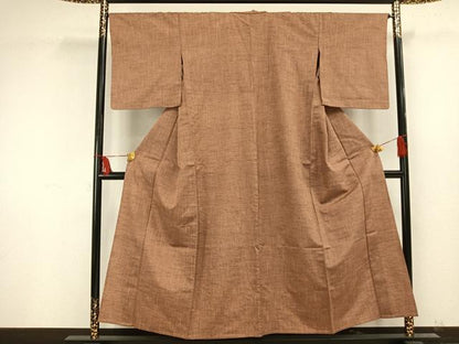 平和屋着物▽上質な紬　単衣　霞文　正絹　逸品　AAAU8596fy