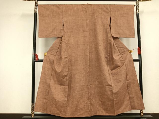 平和屋着物▽上質な紬　単衣　霞文　正絹　逸品　AAAU8596fy