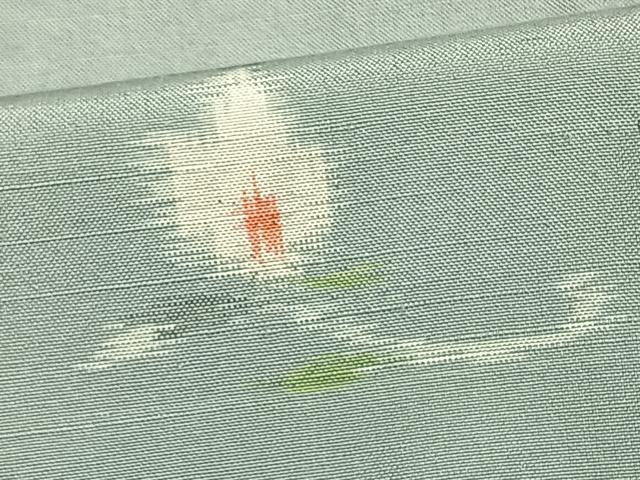 平和屋着物▽上質な紬 単衣 草花文 正絹 逸品 AAAU8601fy