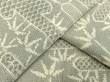 平和屋着物▽本場大島紬 薩摩結城 単衣 エ霞笹竹文 正絹 逸品 AAAU8602fy