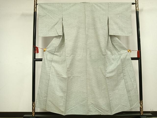 平和屋着物▽上質な紬 単衣 幾何学文様 正絹 逸品 AAAU8604fy