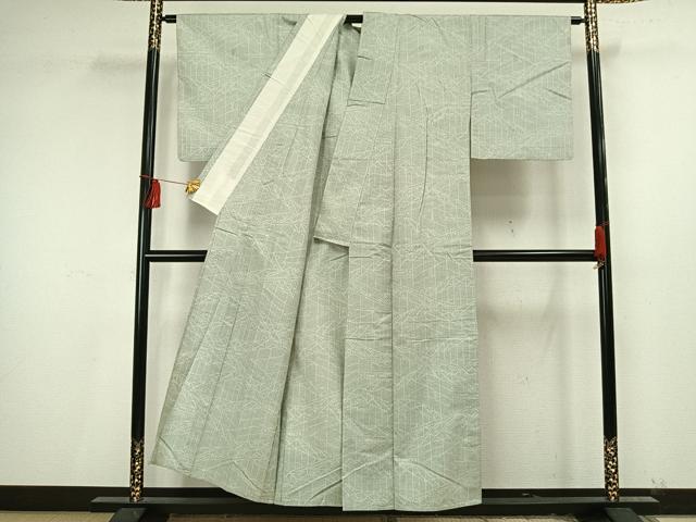 平和屋着物▽上質な紬 単衣 幾何学文様 正絹 逸品 AAAU8604fy