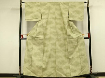 平和屋着物▽上質な紬 単衣 麻の葉文様 正絹 逸品 未使用 AAAU8605fy