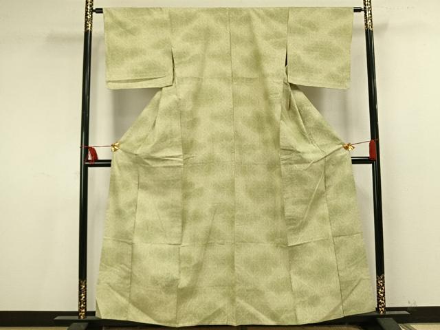 平和屋着物▽上質な紬 単衣 麻の葉文様 正絹 逸品 未使用 AAAU8605fy