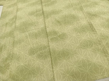 平和屋着物▽上質な紬 単衣 麻の葉文様 正絹 逸品 未使用 AAAU8605fy