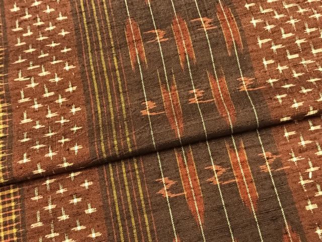 平和屋着物▽上質な紬 単衣 十字絣間道 正絹 逸品 AAAU8607fy