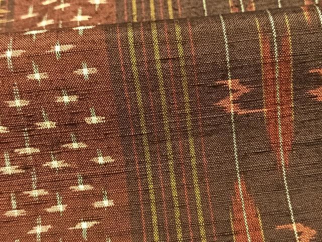 平和屋着物▽上質な紬 単衣 十字絣間道 正絹 逸品 AAAU8607fy