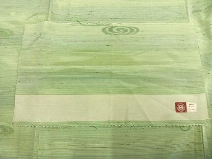 平和屋着物▽西陣 紬 単衣 流水文 反端付き 正絹 逸品 AAAU8609fy
