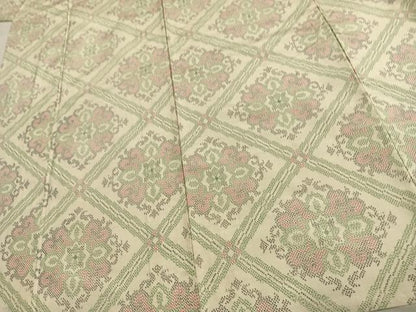 平和屋着物▽上質な紬　単衣　菱取り花文　正絹　逸品　AAAU8612fy