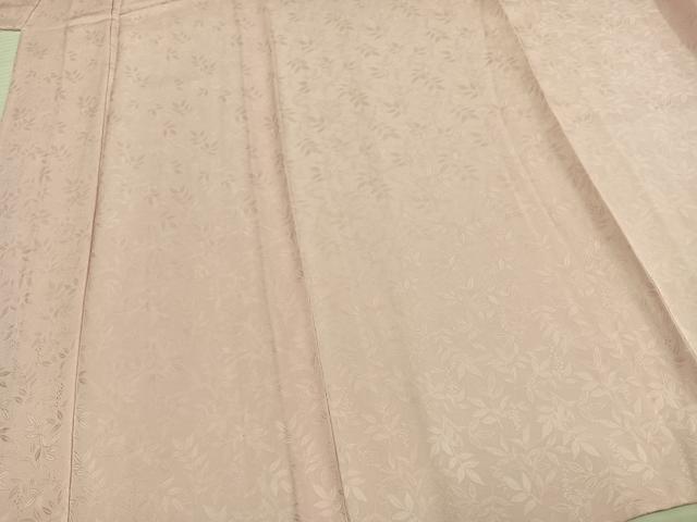 平和屋着物▽上質な色無地　単衣　南天地紋　薄桜色　正絹　逸品　未使用　AAAU8616fy