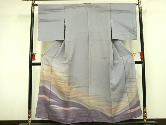 平和屋着物▽訪問着 単衣 霞文 正絹 逸品 AAAU8618fy