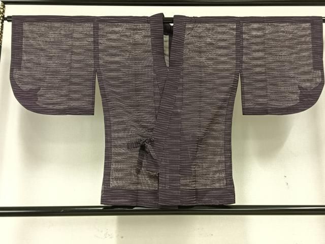 平和屋着物▽道中着　スリーシーズン　春夏秋　塵除け　よろけ縞　正絹　逸品　AAAU8622fy