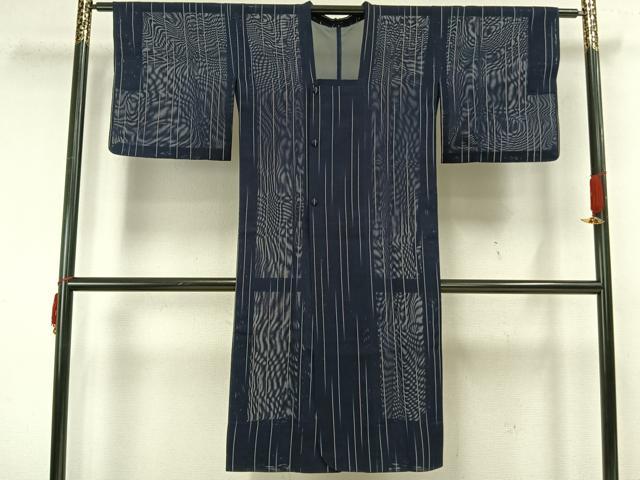 平和屋着物▽道行コート スリーシーズン 春夏秋 塵除け 縞 ロング丈 正絹 逸品 AAAU8623fy
