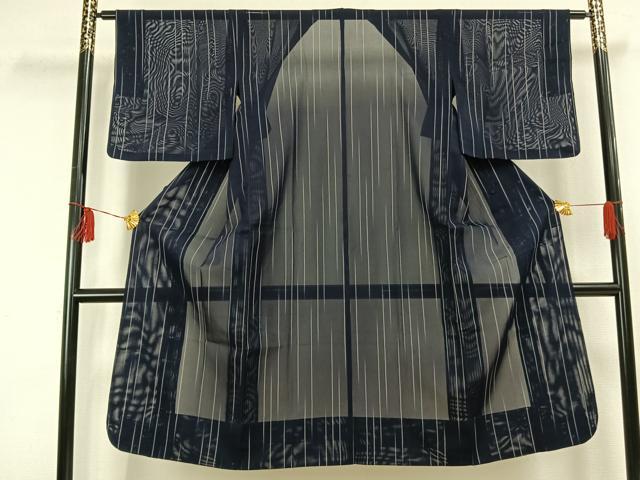 平和屋着物▽道行コート スリーシーズン 春夏秋 塵除け 縞 ロング丈 正絹 逸品 AAAU8623fy