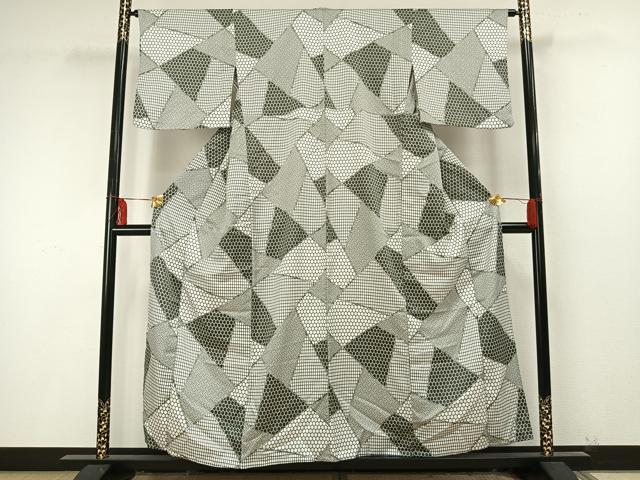 平和屋着物▽小紋 単衣 切嵌文 洗える着物 AAAU8627fy