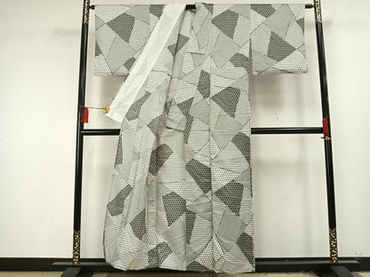 平和屋着物▽小紋 単衣 切嵌文 洗える着物 AAAU8627fy