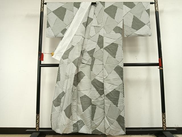 平和屋着物▽小紋 単衣 切嵌文 洗える着物 AAAU8627fy