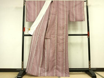 平和屋着物▽小紋 単衣 変わり縞 洗える着物 AAAU8629fy