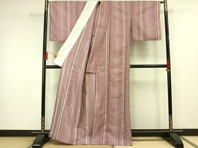 平和屋着物▽小紋 単衣 変わり縞 洗える着物 AAAU8629fy