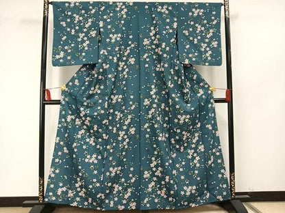平和屋着物▽小紋 単衣 枝花文 洗える着物 AAAU8630fy