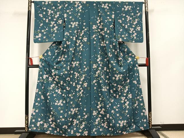 平和屋着物▽小紋 単衣 枝花文 洗える着物 AAAU8630fy