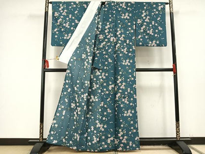 平和屋着物▽小紋 単衣 枝花文 洗える着物 AAAU8630fy