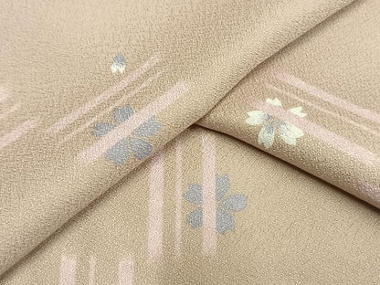 平和屋着物▽小紋 単衣 舞桜文 洗える着物 AAAU8631fy