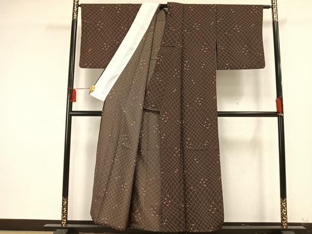 平和屋着物▽小紋 単衣 舞花文 洗える着物 AAAU8632fy