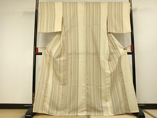 平和屋着物▽小紋 単衣 縞 洗える着物 AAAU8633fy