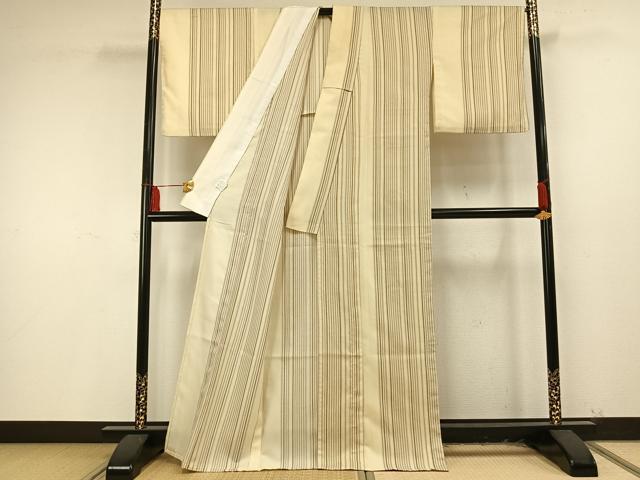 平和屋着物▽小紋 単衣 縞 洗える着物 AAAU8633fy
