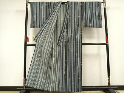 平和屋着物▽小紋 単衣 枝葉文 洗える着物 AAAU8635fy