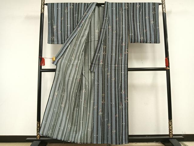 平和屋着物▽小紋 単衣 枝葉文 洗える着物 AAAU8635fy