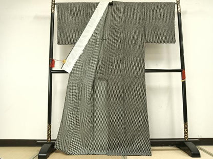 平和屋着物▽小紋　単衣　鹿の子文様　洗える着物　AAAU8636fy
