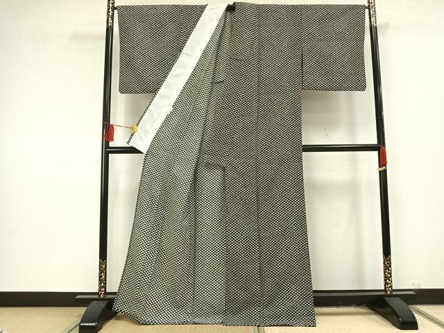 平和屋着物▽小紋　単衣　鹿の子文様　洗える着物　AAAU8636fy