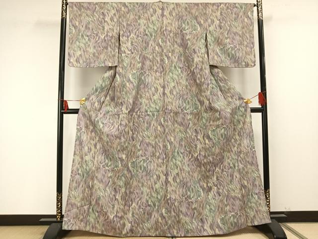 平和屋着物▽小紋 単衣 霞文 洗える着物 未使用 AAAU8637fy