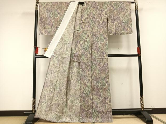平和屋着物▽小紋 単衣 霞文 洗える着物 未使用 AAAU8637fy