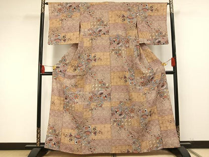 平和屋着物▽小紋 単衣 辻が花 洗える着物 AAAU8639fy