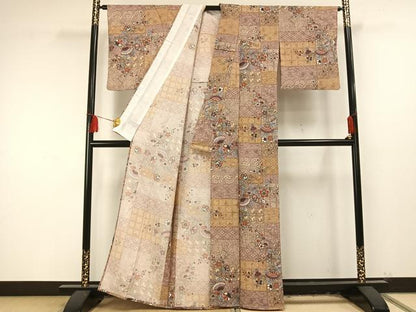 平和屋着物▽小紋 単衣 辻が花 洗える着物 AAAU8639fy