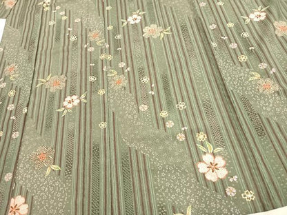 平和屋着物▽小紋 単衣 草花文 洗える着物 AAAU8643fy