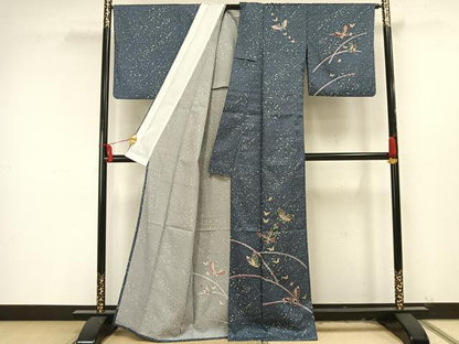平和屋着物▽訪問着 単衣 舞蝶文 洗える着物 AAAU8645fy
