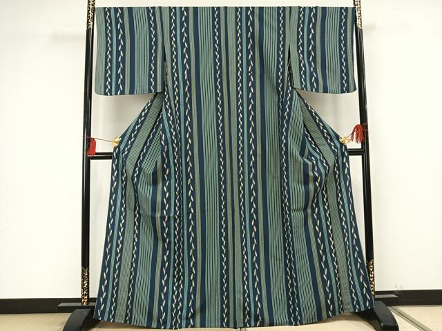 平和屋着物▽小紋 単衣 縞 洗える着物 AAAU8648fy