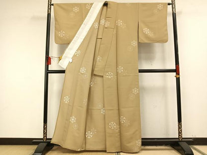 平和屋着物▽小紋 単衣 雪花 洗える着物 AAAU8649fy