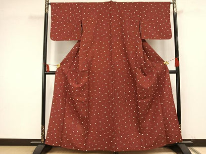 平和屋着物▽小紋 単衣 舞桜文 洗える着物 AAAU8650fy