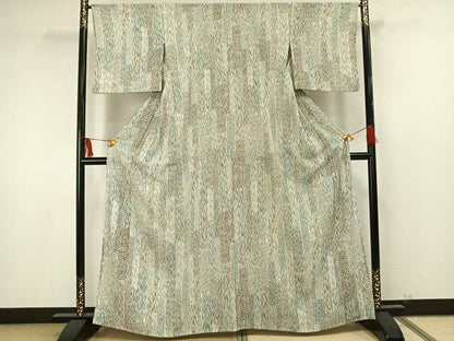 平和屋着物▽小紋 単衣 変わり縞 鬼しぼ縮緬 洗える着物 AAAU8651fy